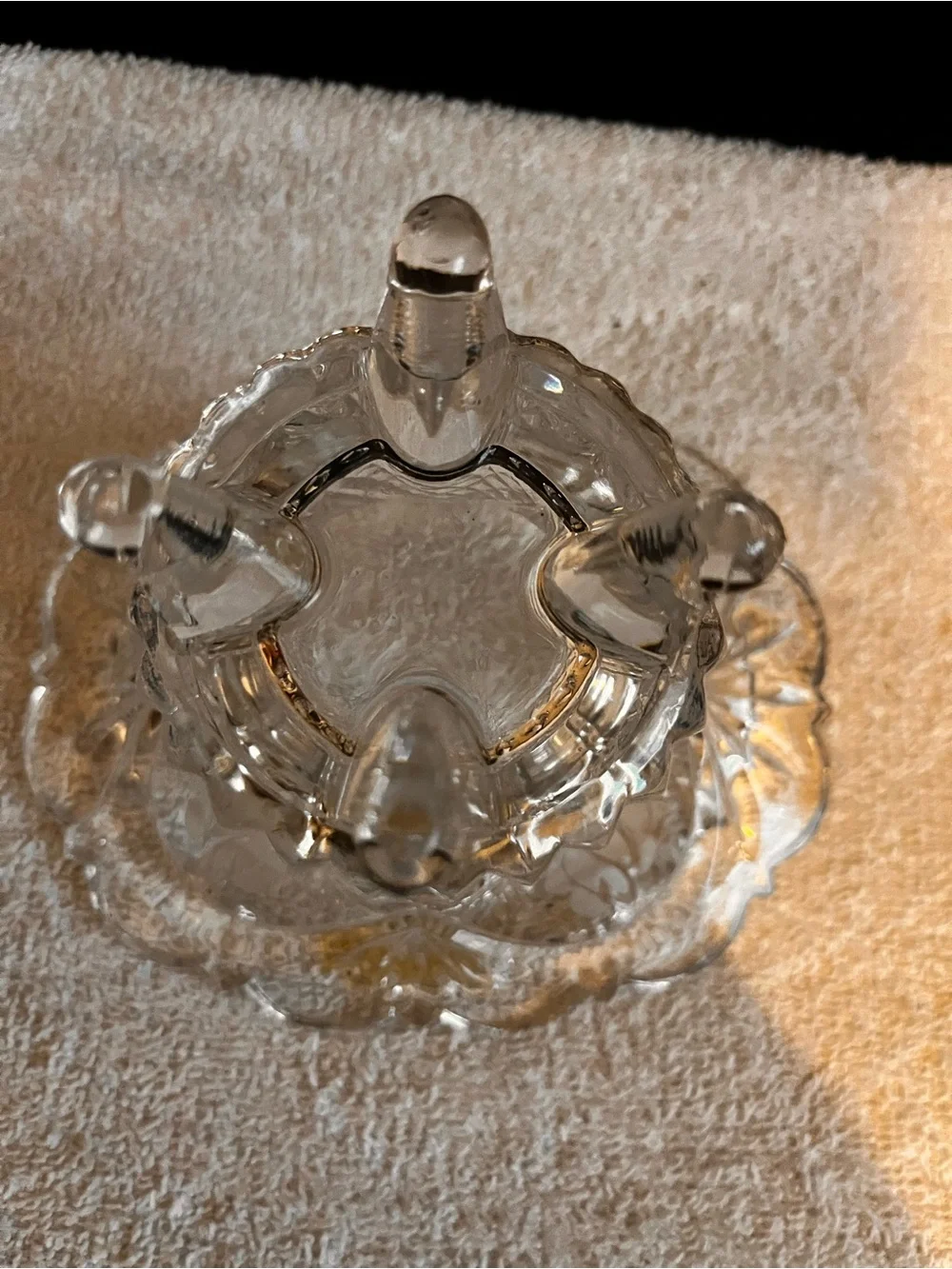 Cut Glass Footed Decorative Bowl - Clear Glass